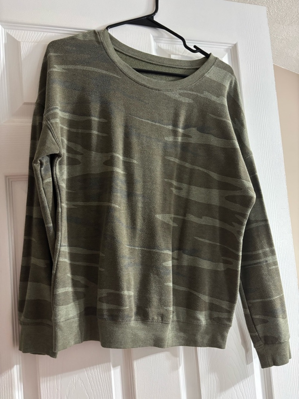 Women’s Olive Green Camouflage Crewneck Sweater